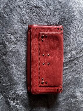 CHLOE full size snap pinkish coral Studded Leather Wallet